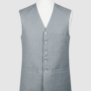 Men's solid steel grey V-cut waistcoat in 960TR fabric tailored fit
