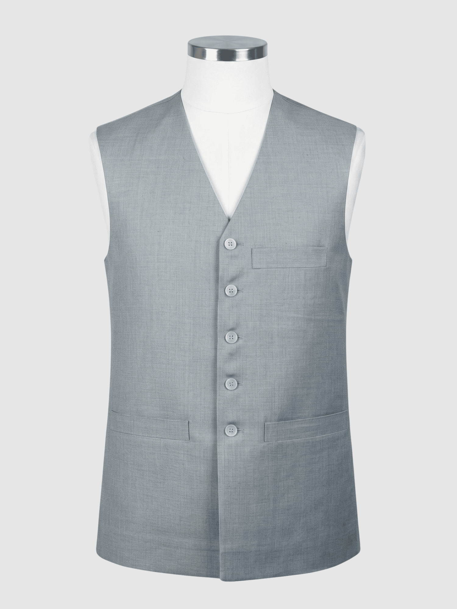 Steel Grey V-Cut Waistcoat - 960TR Men's solid steel grey V-cut waistcoat in 960TR fabric tailored fit