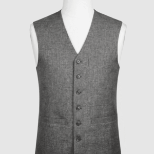 Men's textured grey V-cut waistcoat in 960TR fabric tailored fit